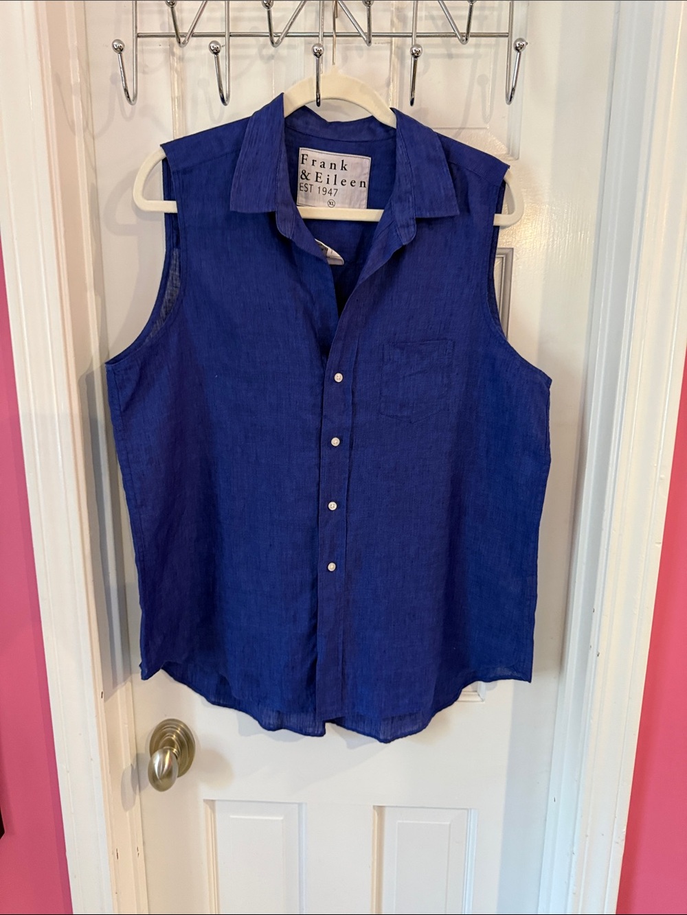 Frank & Eileen Sleeveless Button-Front Shirt - Cobalt Blue
